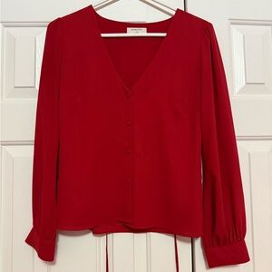 Aritzia Babaton V-Neck Tie Back Blouse
